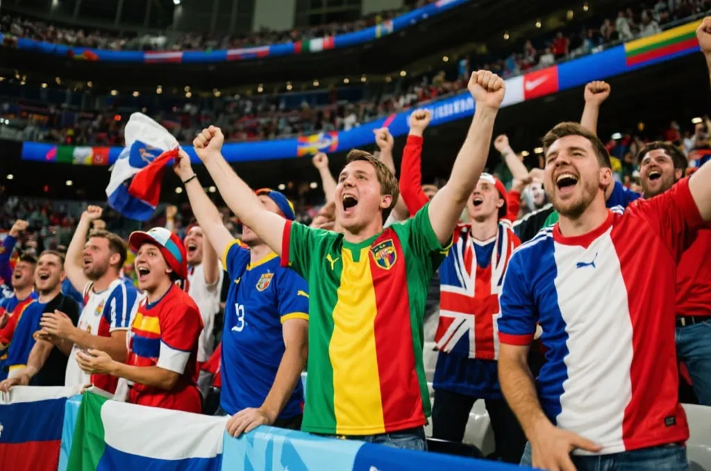 球迷在体育场看台欢呼