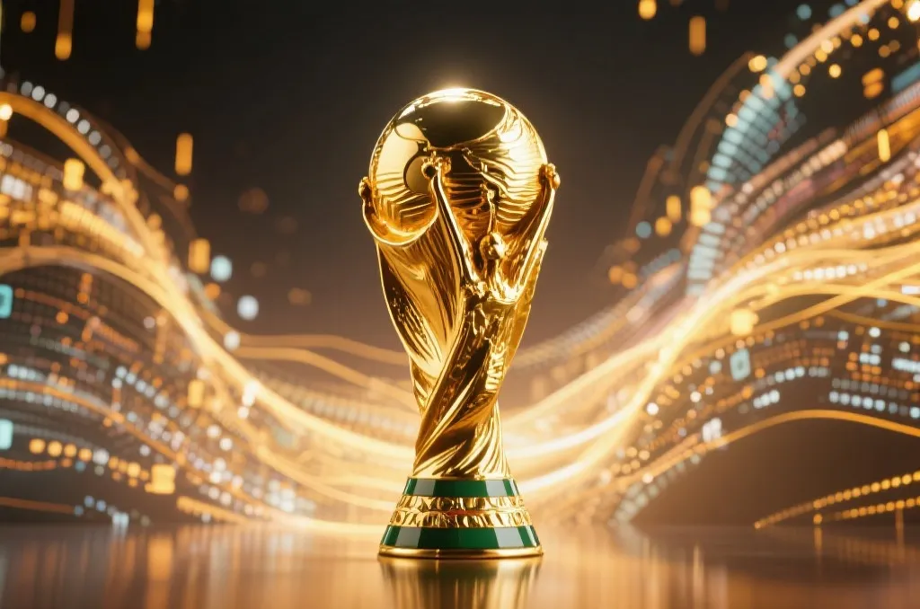 世界杯冠军奖杯与数据统计图表